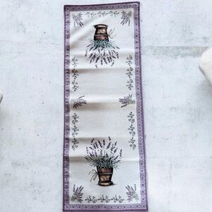 Luxury tapestry Lavander  Bouquet Table Runner - Purple and Cream